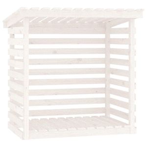 Support à bois de chauffage en pin massif 42,5"x28,7"x42,5" Blanc - pour Cheminées et Accessoires - Product Image 2