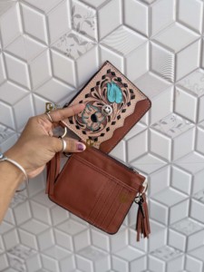 New arrival Genuine Leather <b>Coin</b> Purse Mini Vintage Clutch Slim <b>Wallet</b> Hand Tooled Leather Wrist Strap Western Unisex Purse - Product Image 3