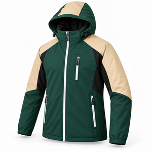 Veste Softshell d'hiver pour homme, personnalisable avec logo, à capuche, fermeture éclair intégrale, poche poitrine, poches latérales, poignets élastiques, color block, pour la randonnée - Product Image 2