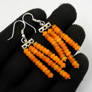 ต่างหูประดับโอปอลเอธิโอเปียสีส้ม เงินแท้ 925 และทอง - Product Image 3