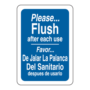 Panneau bilingue « Veuillez jeter les déchets dans les poubelles » 10x7 pouces, panneau mural pour toilettes, anglais/espagnol, plastique ABS - Product Image 1