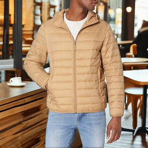 Venta directa de fábrica Chaquetas acolchadas de manga larga de estilo High Street para hombre Cuello alto con capucha con cremallera Tela de lona de invierno - Product Image 1