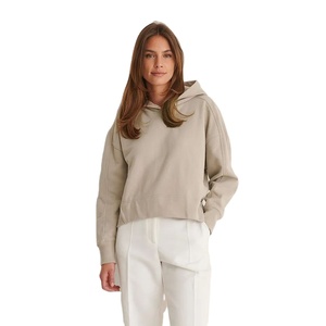 Sweat à capuche court en molleton coton-polyester pour femme, nouvelle tendance mode, coupe oversize décontractée, avec épaules tombantes - Product Image 1