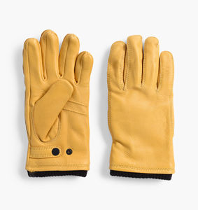 Women's Beige Leather <b>Touchscreen</b> <b>Gloves</b> Full Finger Split Cuff Cashmere Lined Casual Daily Life Soft Grain Palm Needle - Product Image 3