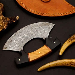 Cuchillo de Cocina Tipo Hacha de Acero de Damasco Hecho a Mano con Mango de Madera de Palisandro de Color Personalizado para Cortar Verduras y Carne - Product Image 5