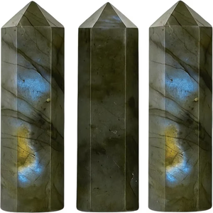 Piedra de cristal pulida de labradorita natural de calidad premium con punta de lápiz para Feng Shui, arte coleccionable y artesanías. - Product Image 2