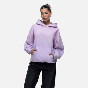Hot Selling Customized Stonewashed Front Logo Vintage Faded Lilac Women's Oversize Anti-Wrinkle Breathable <b>Hoodie</b> Gym Wear - Product Image 6