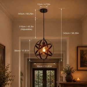 Luminaire suspendu circulaire en fer de style industriel rétro américain pour salon et bar créatif - Product Image 5