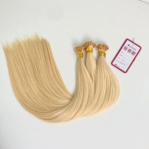 Extensiones de cabello humano ondulado doble dibujado con queratina vietnamita recta sedosa de 18 pulgadas en Rubio 613 - Product Image 1