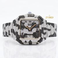 Montre de luxe pour homme, style hip-hop, cadran carré en acier inoxydable, entièrement sertie de diamants, motif camouflage, personnalisable
