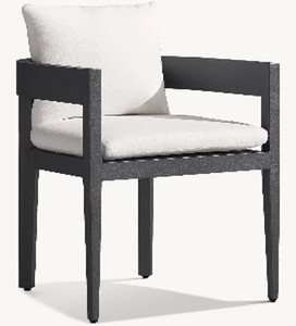Outdoor Dining Chair Modern <b>Aluminum</b> Patio Armchair Cushioned Seat Hotel Villa Seating - Product Image 1