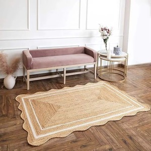 High Quality Braided <b>Jute</b> <b>Rug</b> Handmade Washable Pet Friendly Modern Rectangle Scalloped Travel Picnic Home Use - Product Image 4