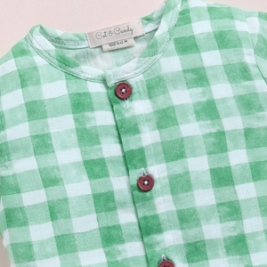 Organic Muslin Jabla <b>Set</b> Premium Quality Baby Clothing in Sage Checks Print Premium Baby Clothing - Product Image 4
