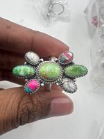 Bague en argent sterling 925 turquoise coton-éponge, bague turquoise verte Sonara, bijoux fantaisie en gros pour cadeaux 9,2g