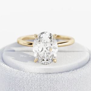 Anillo de Compromiso Solitario con Diamante Cultivado en Laboratorio de Corte Ovalado de 3.0 Quilates, Oro Rosa de 14K, Certificado IGI, Anillo de Boda para Mujer - Product Image 1