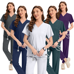 Uniformes de Hospital Personalizados al por Mayor, con Cuello en V, Elegantes, Suaves, Transpirables, de Punto, Coloridos - Product Image 3