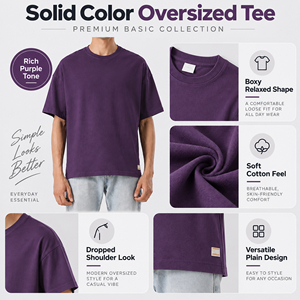 Camiseta Oversize de Algodón para Hombre, Color Liso, Corte Holgado, Hombros Caídos, Estilo Urbano, Venta al por Mayor para Fabricantes - Product Image 5