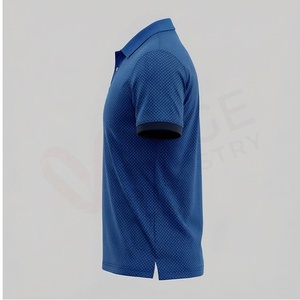 เสื้อโปโลแขนสั้นสีน้ำเงินกรมท่าสำหรับผู้ชาย ลายจุดถัก ทอแบบสบายๆ ระบายอากาศได้ดี ทรงปกติ ผลิตจากโพลีเอสเตอร์ 100% - Product Image 3