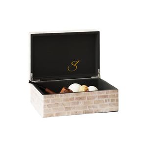 Caja de Joyería Rectangular de Madera con Tapa de Nácar Hecha a Mano para Guardar Aretes, Pulseras y Relojes - Product Image 2