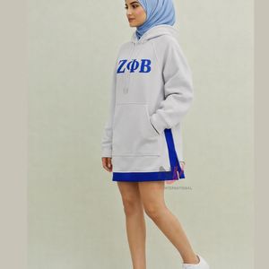 เสื้อฮู้ดผู้หญิง Zeta Phi Beta Sorority ปี 2026 สีแทน แต่งฮู้ดตัดสี แขนยาว ปักอักษรกรีก สไตล์ลำลอง - Product Image 3