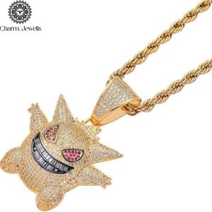 จี้ Charm_Jewells เงินแท้ 925 ชุบทอง 22K ประดับโมอิสซาไนต์ รูปการ์ตูนเกนการ์ สไตล์ฮิปฮอป สำหรับทุกเพศทุกวัย รับรองโดย IGI ของขวัญสำหรับทุกวัน - Product Image 3
