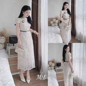 Vestido elegante de manga corta para mujer, ideal para combinar elegancia, comodidad, estilo casual y formal para diversos eventos, maxi de seda. - Product Image 2