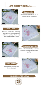 Des broderies gracieuses de fleurs de cerisier sur du lin naturel doux, ajoutant une touche de romantisme printanier aux tables élégantes. - Product Image 2