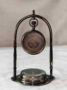 Vintage Nautical Desk <b>Clock</b> Round Analog Table Timepiece Decorative Brass Tone <b>Clock</b> for Home Office - Product Image 2