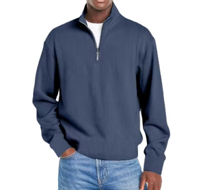 Winter Custom <b>Mens</b> New Solid Color Stand Collar Knit Pullover Sweater <b>Long</b> Sleeve <b>Men's</b> Half Zip Sweater - Product Image 1