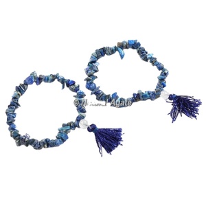 Chips de lapislázuli de tendencia hechos a mano y pulsera de ágata pulida Hermosa piedra preciosa Moda para curar Yoga Estilo clásico - Product Image 1
