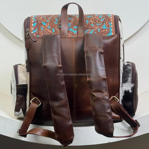 Nueva llegada 2025 mochila de piel de vaca de gran capacidad floral bolsa de pañales de viaje multifunción de cuero mecanizado a mano de alta moda - Product Image 5