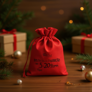 ถุงของขวัญผ้ากระสอบสีแดงอิลัน 15x20 ซม. สำหรับใส่ของขวัญ 2 ชิ้น - Product Image 3