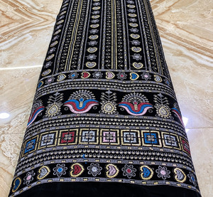 Indian Embroidered Velvet Fabric Velvet Lace African Velvet <b>Sequins</b> Lace Fabrics for Abaya Kaftan Evening Gown Wholesale Exports - Product Image 2