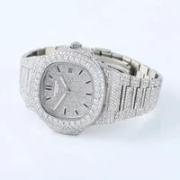 Montre automatique de luxe pour homme, carrée, à quartz, en alliage d'acier inoxydable, bracelet incrusté de diamants, affichage analogique, verre cristal, 40 mm
