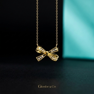 White Platinum Yellow Rose Gold Bow Diamond <b>Necklace</b> for Women Custom Brilliant Cut Pendant Jewelry Glosbe & Co - Product Image 6