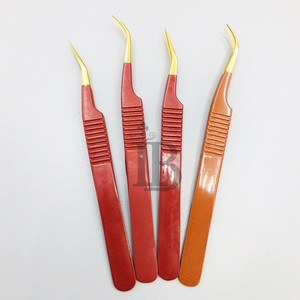 <b>Top</b> Demand New Arrival Sustainable Red Color Gold Tip Stainless Steel Eyelash Extension Tweezers Mega Volume Mink Eyelash - Product Image 2