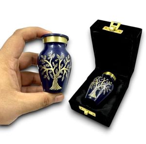 Grand Aluminum <b>Keepsake</b> Cremation Urn <b>Memorial</b> Ash Holder Featuring Secure Decorative Closure And Polished Exterior Texture - Product Image 2