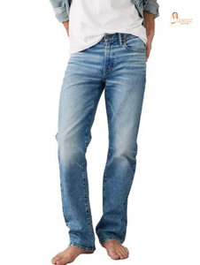 กางเกงยีนส์เดนิมสำหรับผู้ชายทรงสลิมฟิตเอวกลางทรงตรงสตรีทแวร์ฮิปฮอปปักลายสีพื้น - Product Image 2