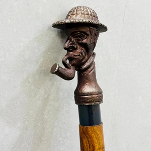 Joker <b>Head</b> Rosewood & Brass Walking Stick Vintage <b>Style</b> Brown Finish Cane Wall Hanging Halloween Thanksgiving - Product Image 1