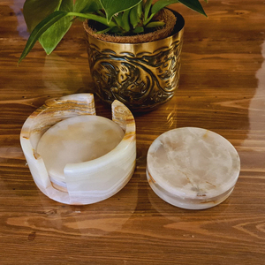 2026 New Premium <b>Marble</b> Onyx Big Slab Drink Coasters Set with Antique Finish Modern Kitchen Home Decor - Product Image 2