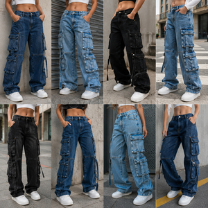 Lote de Stock: Jeans Cargo de Cintura Alta para Mujer, Hechos en Bangladesh, de Mezclilla Lavada a la Piedra, Ajuste Holgado con Crop Tops - Proveedor Mayorista de Ropa Femenina - Product Image 5