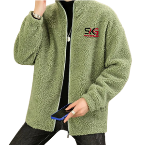<b>Men</b> <b>Sherpa</b> Fleece Winter <b>Jacket</b> Zip-Up Plush <b>Sherpa</b> Coat Stand Collar Solid Casual Outerwear OEM Custom Logo - Product Image 1