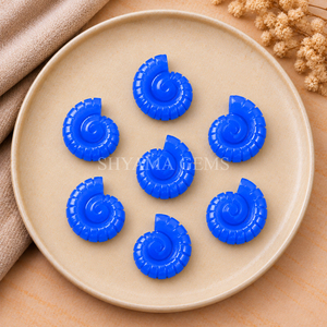 Pendentif en calcédoine bleue de 20 mm en forme de coquille de Nautilus sculptée, pierre précieuse pour la fabrication de bijoux, artisanat, fournitures en gros - Product Image 5