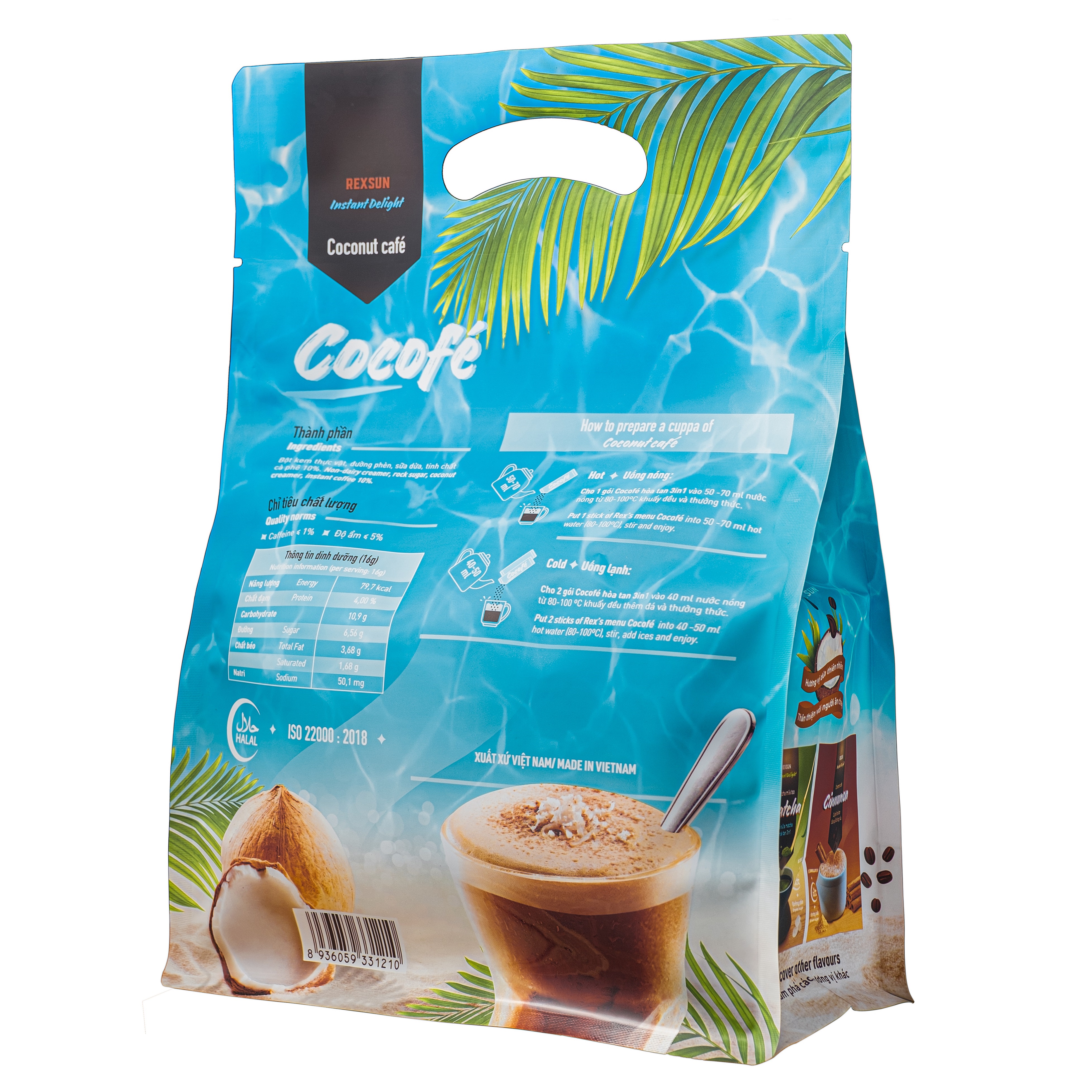 Cocofe Instant Coffee Mix - 480g Bag of Coconut Delight