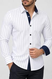 Chemise habillée pour homme, coupe classique, manches longues, couleur unie, tenue de travail décontractée avec poche, chemise formelle pour homme en tissu popeline - Product Image 4