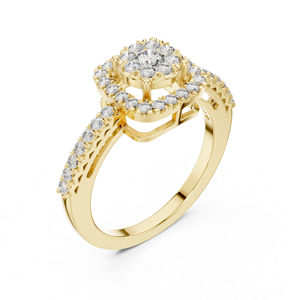 Anillo de Compromiso de Oro Amarillo de 14K con Diamante Cultivado en Laboratorio, Redondo, para Mujer |   Diamante Cultivado Nuevo - Product Image 6