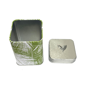 Caja de Almacenamiento de Hojalata con Diseño de Hoja de Palma Verde y Blanco, Contenedor Metálico Reciclable para Regalos y Manualidades - Product Image 4