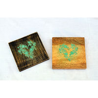 Ensemble de sous-verres carrés en bois vintage de luxe, logo personnalisé gravé, motif marocain, sous-verres en bois pour la décoration de la table à café