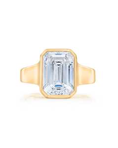 3ct Emerald Cut Lab Grown Diamond Engagement <b>Ring</b> 14k 18k Solid <b>Gold</b> Bezel <b>Set</b> Solitaire Wedding <b>Ring</b> Anniversary Band F VS CVD - Product Image 3