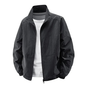 Men's Spring Autumn Varsity <b>Jacket</b> ODM Finished <b>Waterproof</b> Windproof Polyester Cotton Hoodless Stand Collar <b>Thin</b> Zipper Closure - Product Image 4